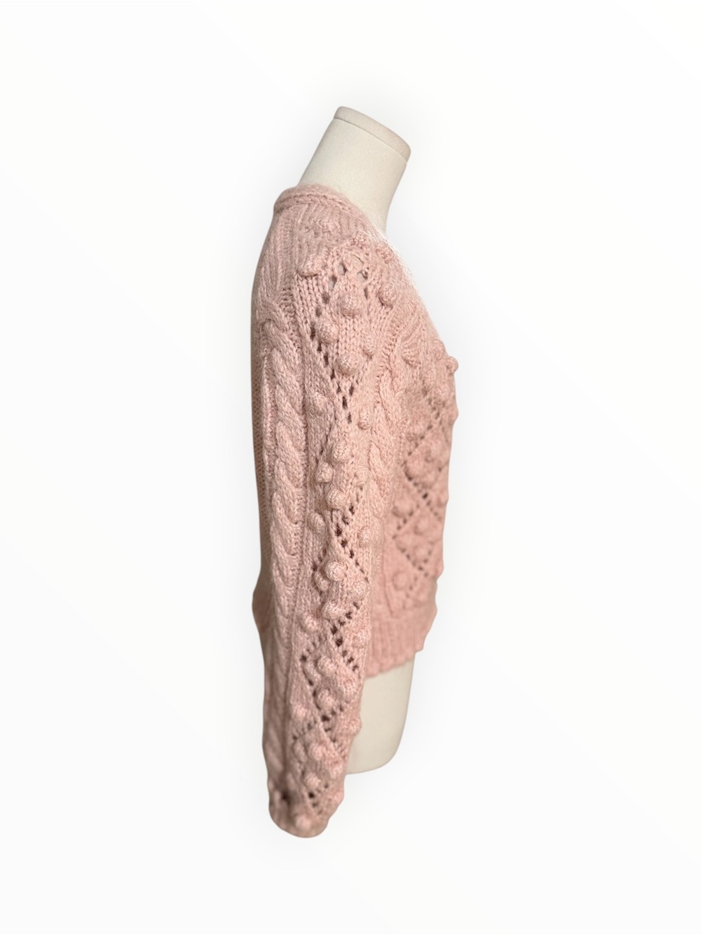 ZARA Jeweled Button Knit Cardigan Sweater Pink Alpaca Wool S Boho Preppy Soft - Picture 11 of 16